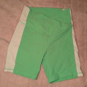 Green and White Women's Shorts